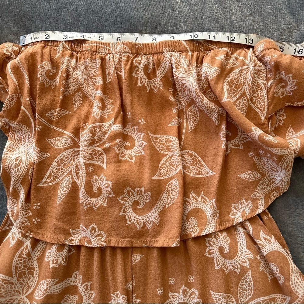 MINKPINK Off Shoulder Floral Peach Jumpsuit Size S - Picture 13 of 16